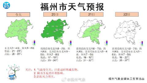 福建局部大雨，气温骤降伴随沿海大风呼啸